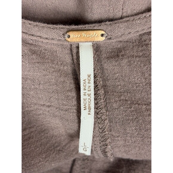 Free People Romper Mushroom Brown Large Low Scoop Back Pockets Sleeveless - Picture 2 of 12